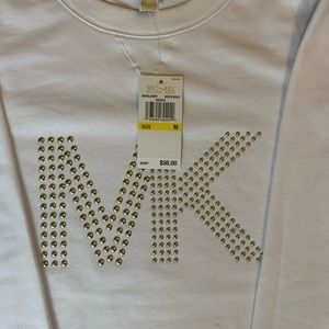 Michael Kors white sweatshirt with gold MK logo